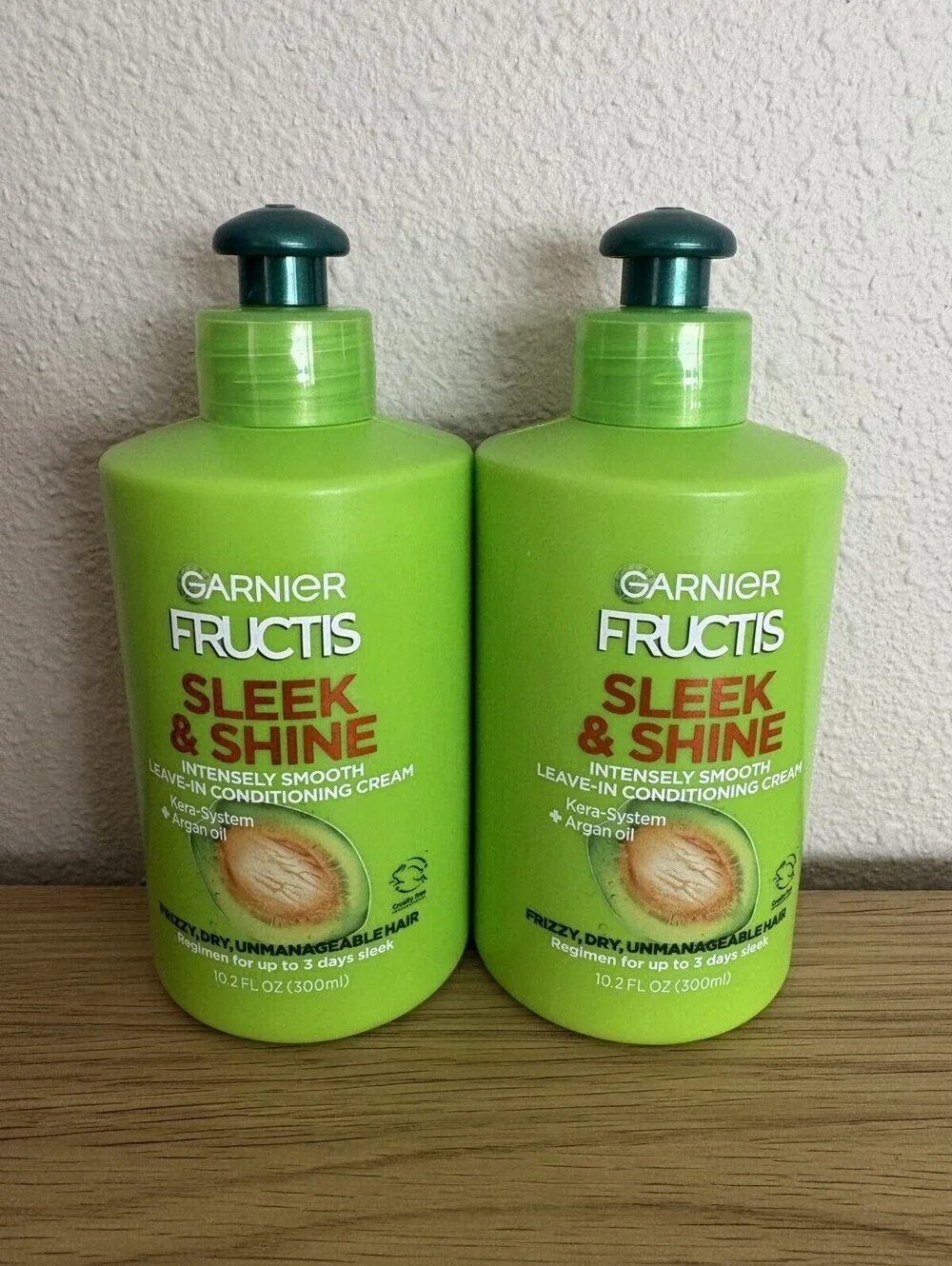Lot of 2 Garnier Fructis Sleek & Shine Leave In Conditioning Cream 10.2 oz
